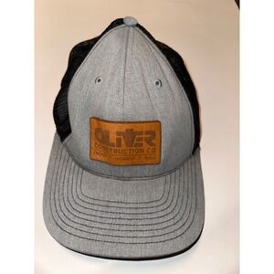 Richardson Trucker Hat Oliver Construction Co Leather Patch Snapback Gray Black